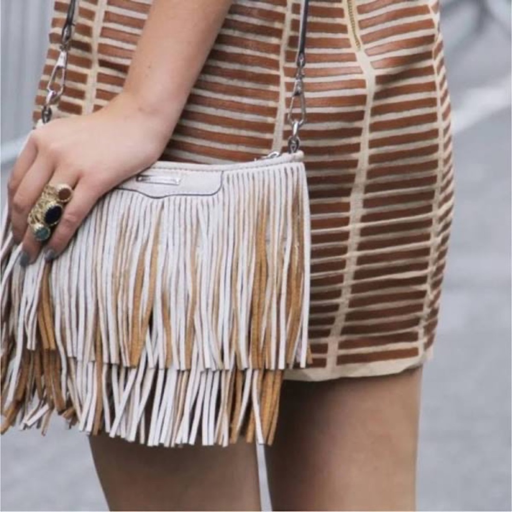 REBECCA MINKOFF White/cream Zip Tassel Leather Crossbody